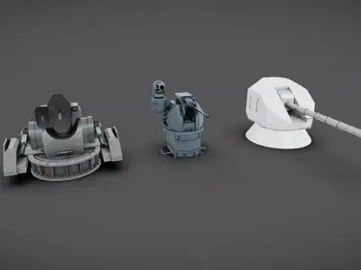 Deck Guns 03 Low-poly 3D model