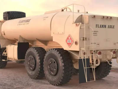 Military Fuel Tank Trailer with Ladder Simplified 3D model
