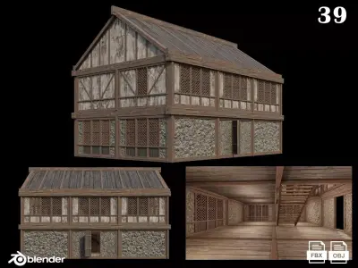 Medieval Houses 39- 4K Textures Game Ready Low-poly 3D model