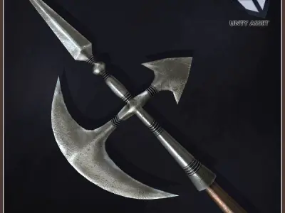3 Medieval Halberds Free low-poly 3D model