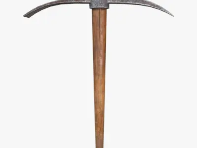 Pickaxe PBR wooden axe Low-poly 3D model