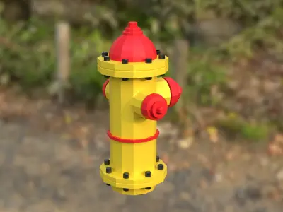 LowPoly red and yellow Fire hydrant with two color variants Free low-poly 3D model