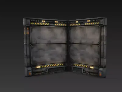 Sci-Fi Industrial Corner Wall Panel - PBR Low Poly Game Ready Low-poly 3D model