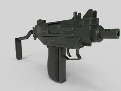 Mini Uzi Low Poly 3D Model Low-poly 3D model