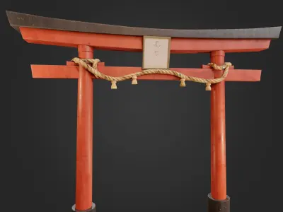 Japanese Gate Red Torii Low poly VR AR Low-poly 3D model
