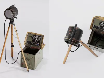 WW2 British Daylight Short Range Signal Lamp  Low-poly 3D model