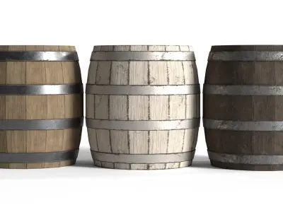 Wooden Barrels Pack Low-poly 3D model