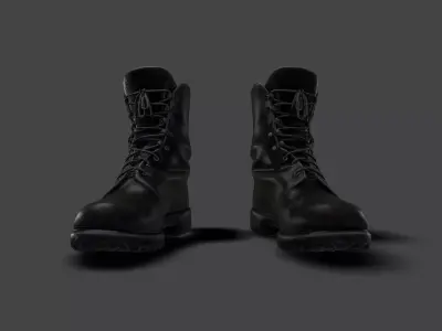 SHOE-001 Black Boots Low-poly 3D model