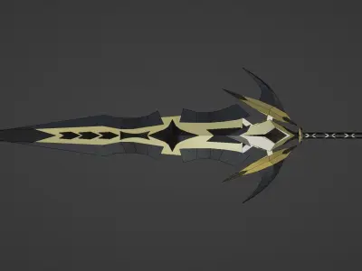 fantasy heavy golden sword Free low-poly 3D model
