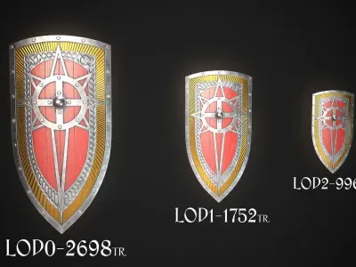 Knight Shield 06 Low-poly 3D model