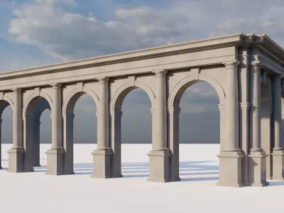 Arch in classical Tuscan order  with  columns on Vignola Arcade 3D model