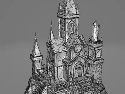Mystical castle 7 50k polys 3D model
