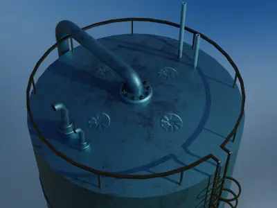 Industrial nitric acid storage tank 3D model