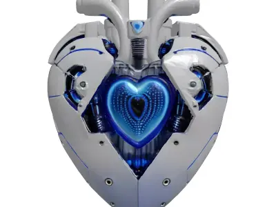 Cybernetic Heart with Blue LEDs 3D model