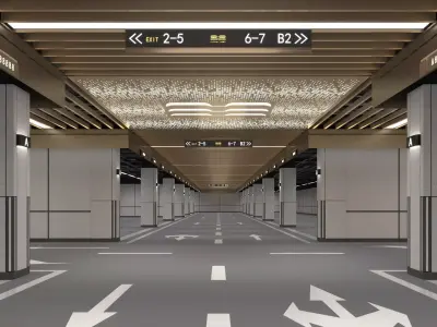 Modern Luxury Car Park - Garage Low-poly 3D model