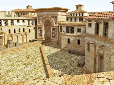 Ancient Roman Settlement Town  Low-poly 3D model