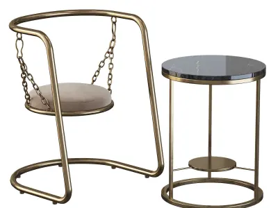 Coffee table and armchair 3D model