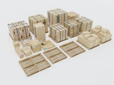 Cardboxes Warehouse Free 3D model