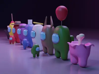 Among Us Character Pack - Basic Character - Hats and Mini Low-poly 3D model