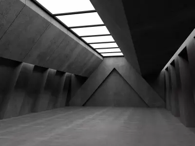 Brutalist Concrete Corridor Low-poly 3D model
