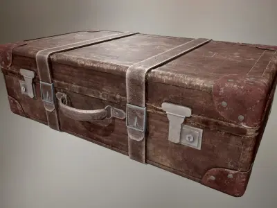 Vintage  suitcase -lowpoly 3d model Low-poly 3D model