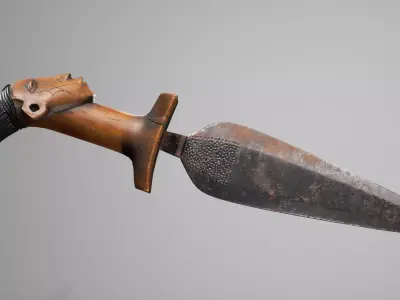 Mangbetu Knife PBR Game Ready Model Low-poly 3D model