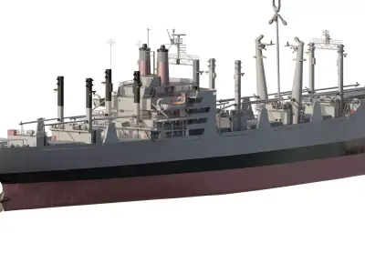 DETAILED US NAVY MILITARY CARGO SHIP 3D model