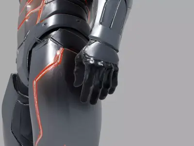 Metallic Red Male Futuristic Mech Suit 3D model