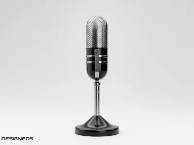 Vintage Microphone Low-poly 3D model