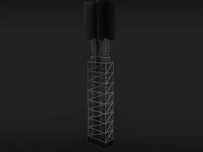 Industrial Chimney with animated fire Low-poly 3D model