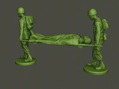 American soldiers ww2 carring stretcher A8 3D print model