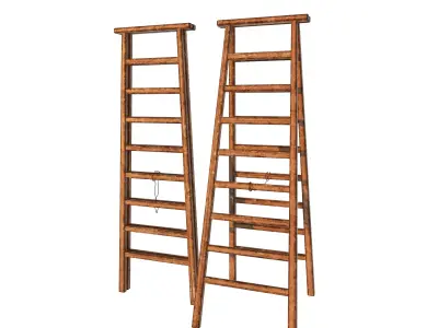 Hong Kong Dirt Wood Folding Ladder 3D model