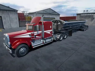 80s Semitruck Side Dump unity asset Low-poly 3D model