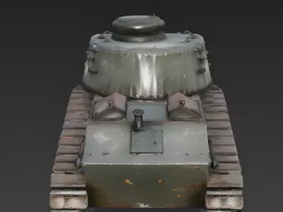 Realistic Wrecked WWI Tank 3D Model Low-poly 3D model
