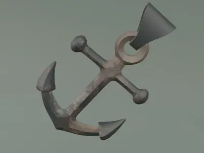 Anchor old hanging Low-poly 3D model