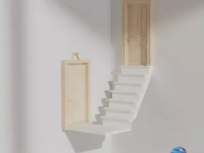  Corner Shelf with Stairs and Doors  - Commercial License 3D print model