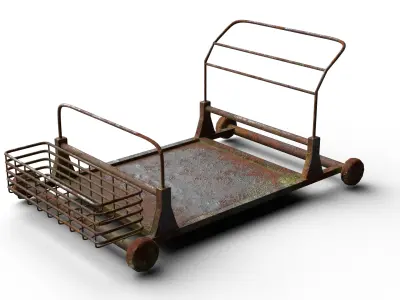 Rusted Industrial Trolly 1 Low-poly 3D model
