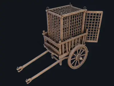 Medieval Prisoner Cart  2 Low-poly 3D model