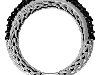 Antique Overlapping Chain Black Diamond Ring for Women 3D print model