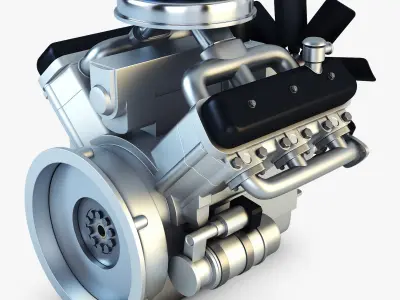 V6 Type Engine v 1 3D model