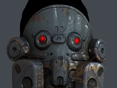 Gas mask helmet 3d model scifi  Low-poly 3D model 2