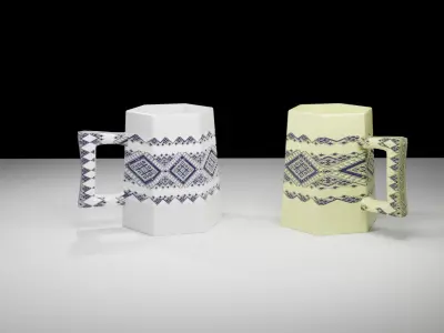 Two-color mosaic ceramic mug 3D model