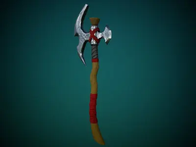 Stylized Warrior Axe GameReady Free low-poly 3D model