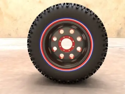 LSMW-0111 Military Truck Wheel Low-poly 3D model 3D model