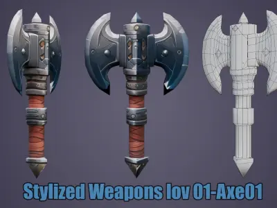 Stylized Weapons lov 01-Axe01 Low-poly 3D model Low-poly 3D model