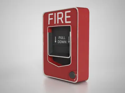 Fire Alarm Pull Station System - gameready Low-poly 3D model
