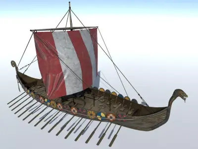 Viking Ship Low-poly 3D model
