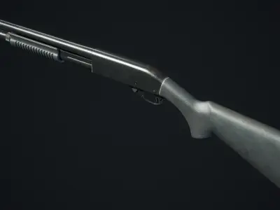 Shotgun Low-poly 3D model 8