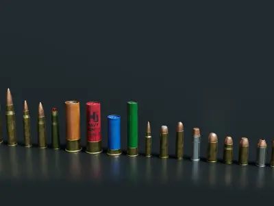 Bullet Collection group of bullets Low-poly 3D model