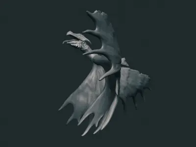 Native Abstract Antler Dragon Low-poly 3D model